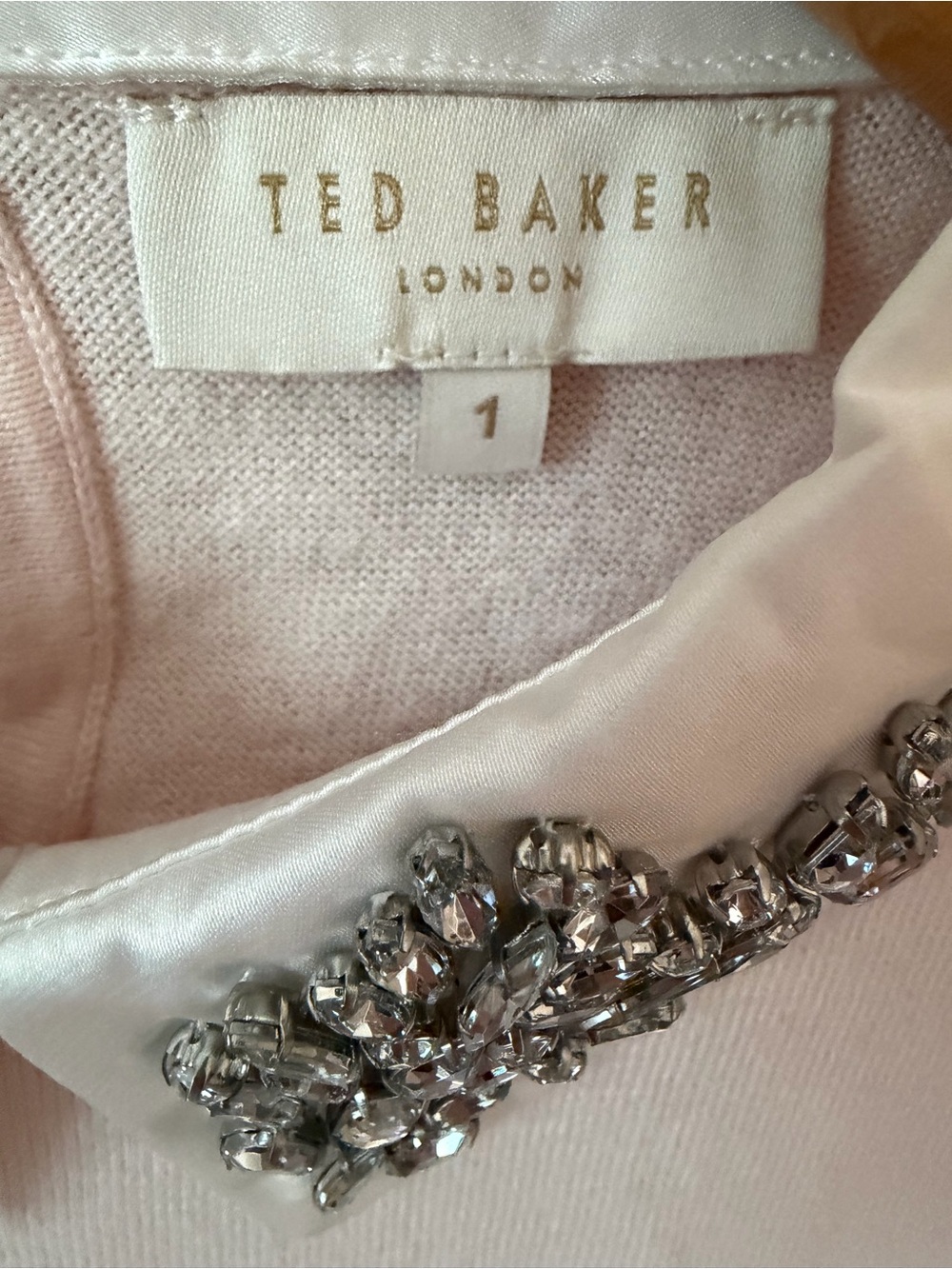 Ted Baker London Embellished Collar Blush Pink Sweater - Size 1 (US S) - Picture 2 of 8